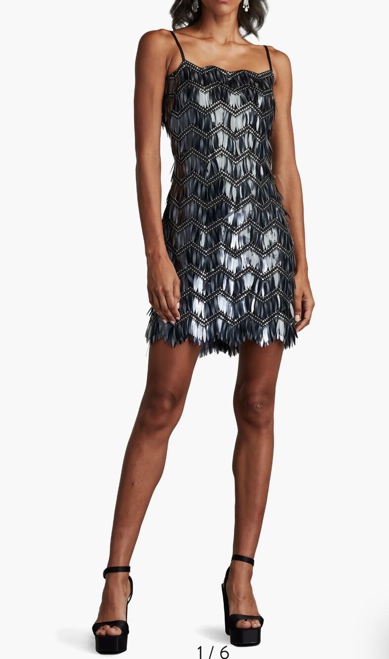 Tadashi Shoji Colie Sequin Fringe Mini Dress - Size 6
